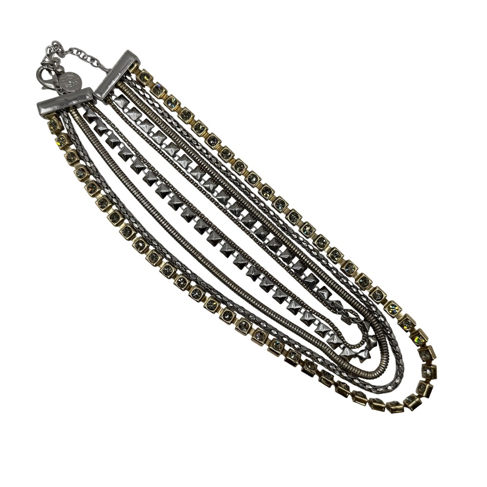 Edgy Glam Mixed Metal Rhinestone Layered Necklace from White House Black Market - Picture 9 of 11